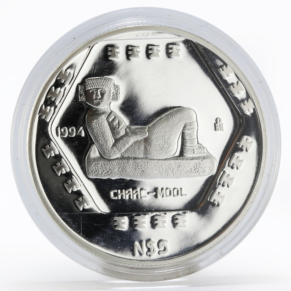 Mexico 5 pesos Sculpture Chaac-Mool proof silver coin 1994