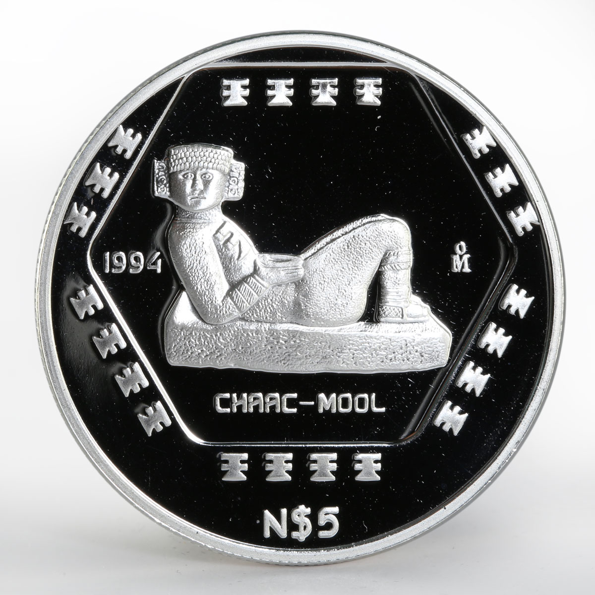 Mexico 5 pesos Sculpture Chaac-Mool proof silver coin 1994