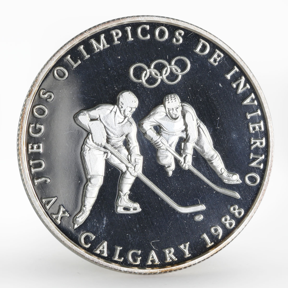 Panama 1 balboa XV Olympic Winter Games Calgary Hockey proof silver coin 1988