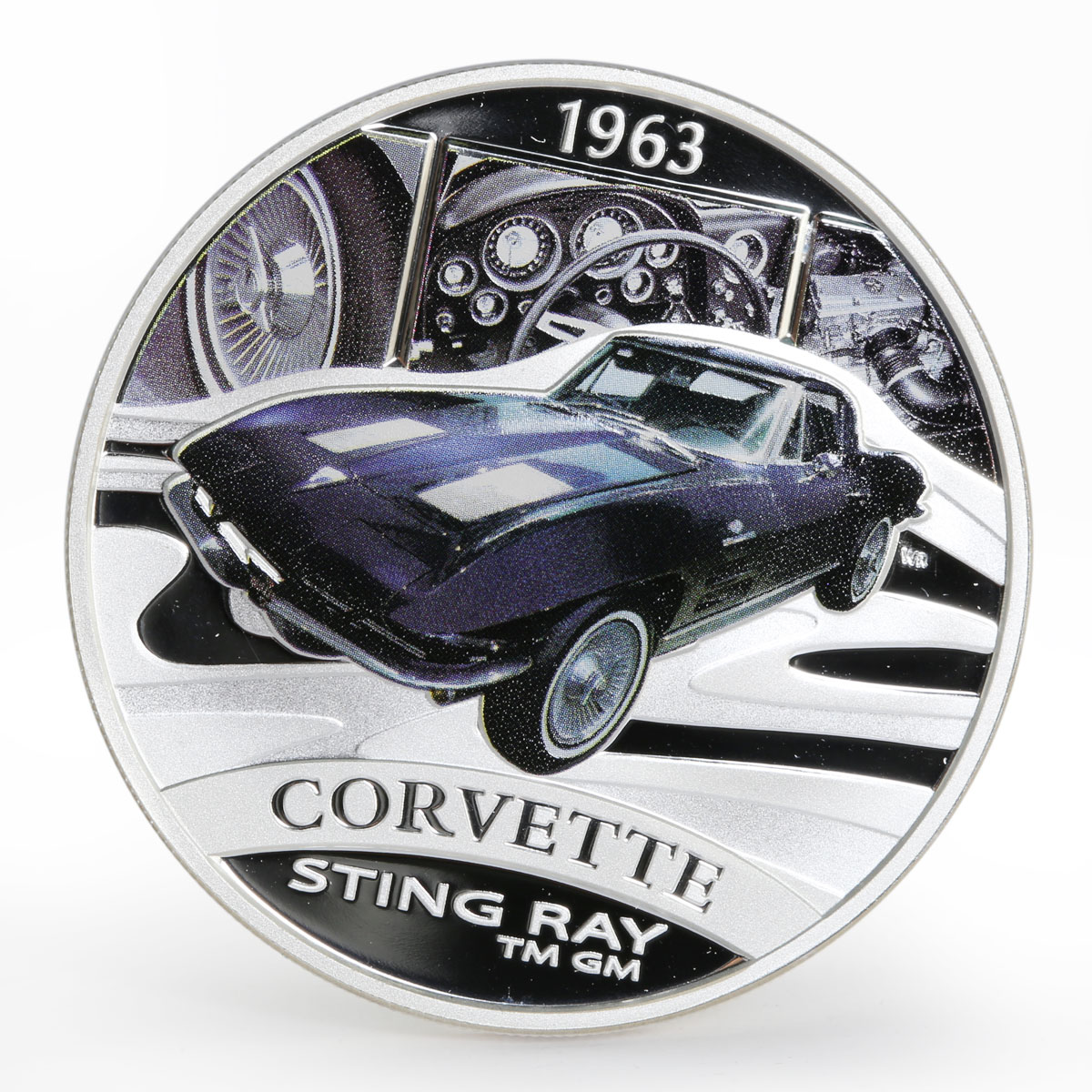 Tuvalu 1 dollar Legendary Sports Cars Corvette Sting Ray silver proof 2006