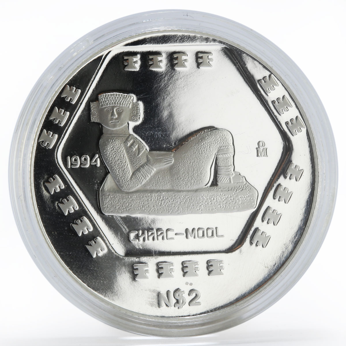 Mexico 2 pesos Olmec Series Chaac-Mool proof silver coin 1994