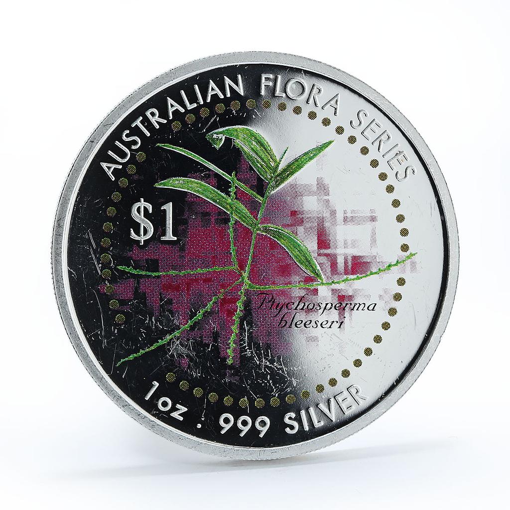 Cook Islands 1 dollar Ptychosperma Bleeseri Australian Flora silver coin 1999