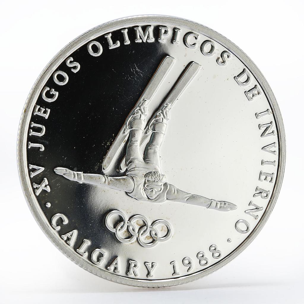 Panama 1 balboa Calgary Olympic Winter Games series Freestyle Skier silver 1988