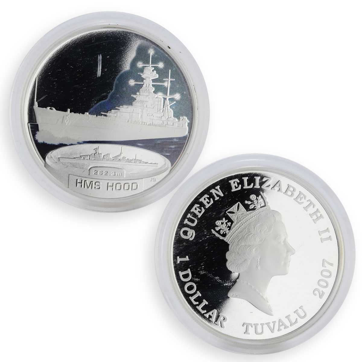 Tuvalu set of 5 coins Fighting Ships of WWII colored proof silver coin 2007