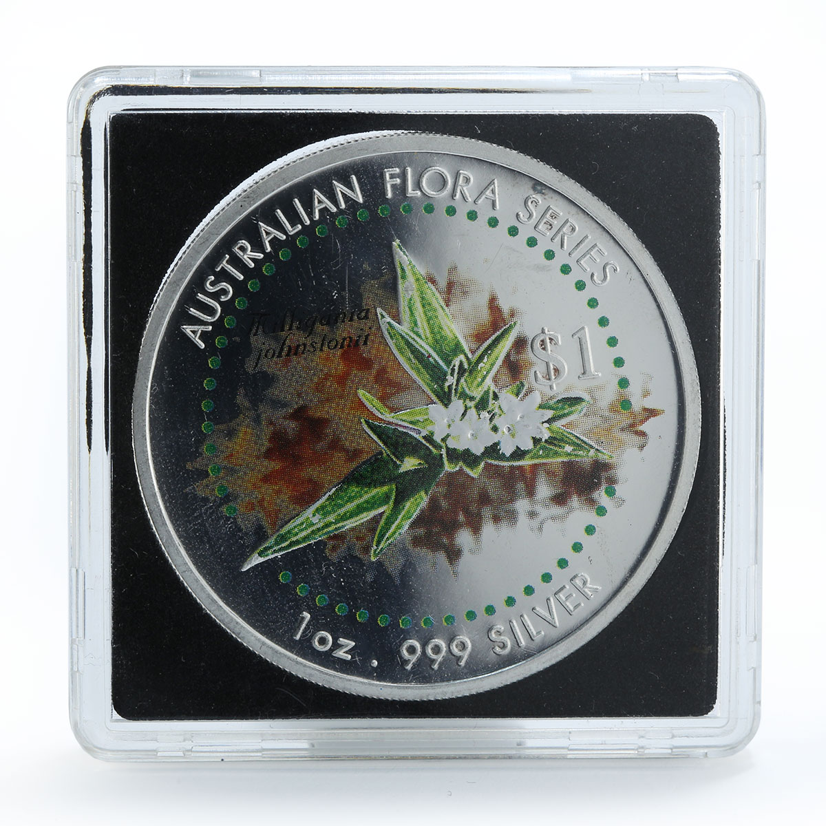 Cook Islands 1 dollar Tilligania johnstoni Australian flora 1oz silver coin 1999