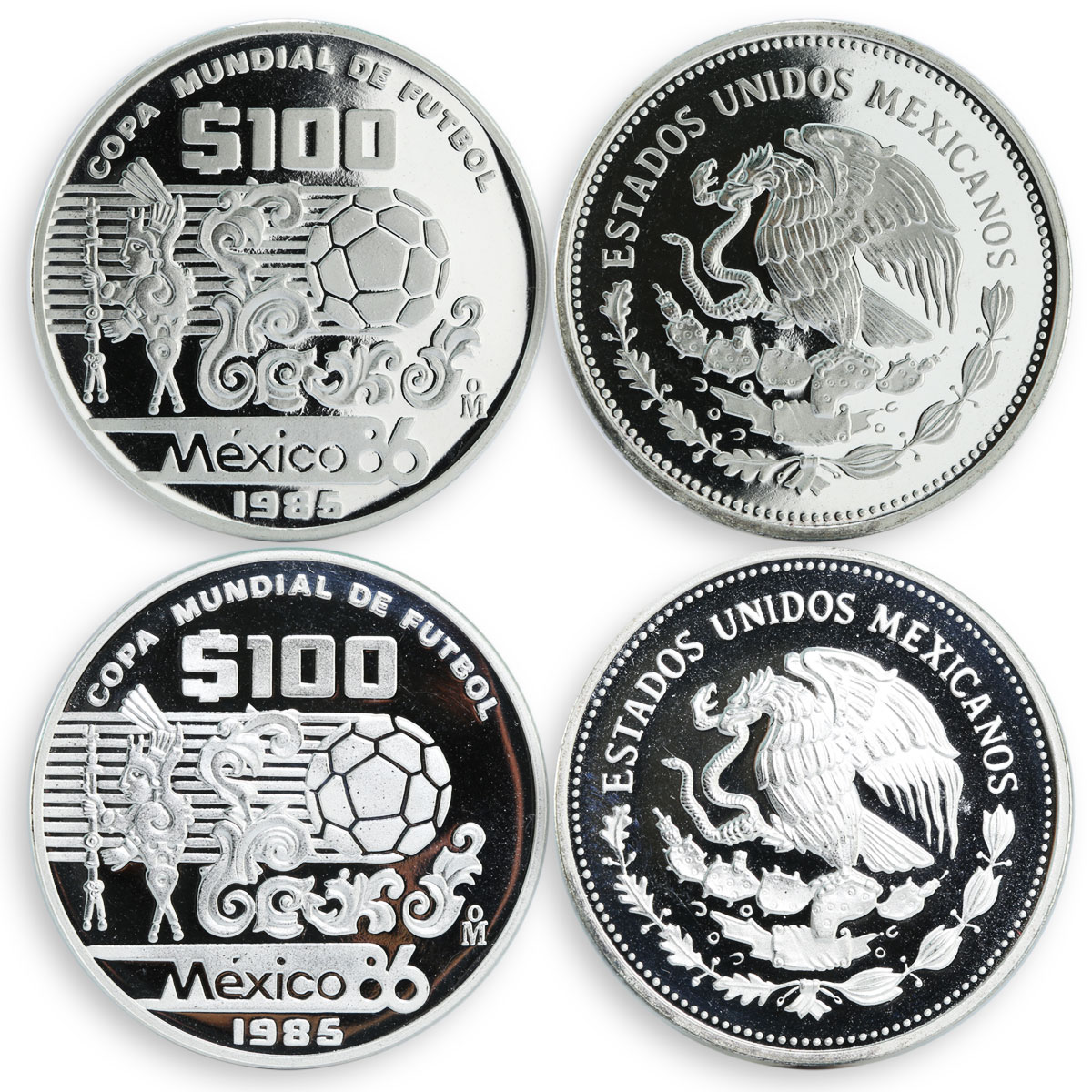 Mexico set of 6 coins Football Sport proof silver coin 1985