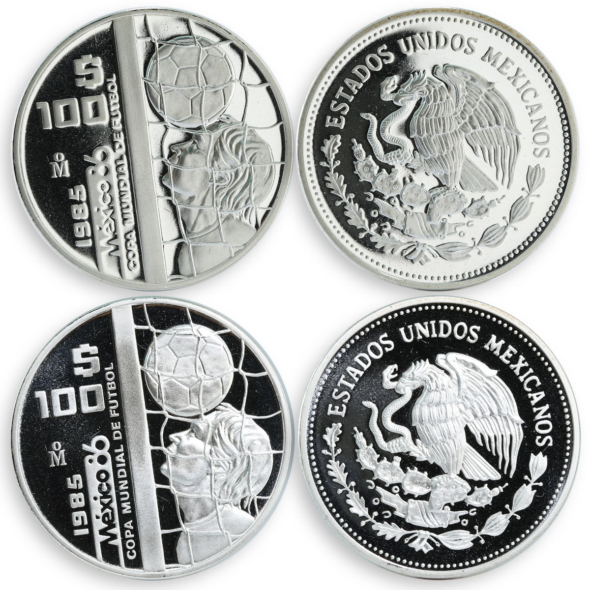 Mexico set of 6 coins Football Sport proof silver coin 1985