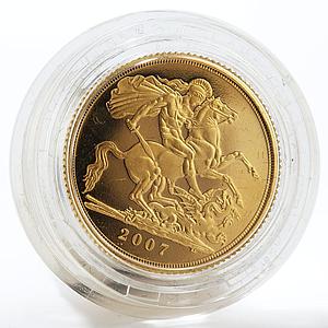 Britain Gold Proof Sovereign George slaying dragon gold coin 2007 Boxed
