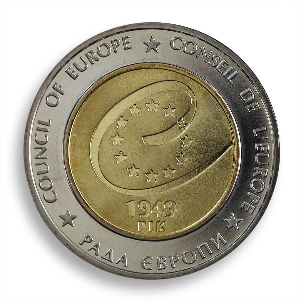 Ukraine 5 hryvnia 60 years of Council of Europe European Union bimetal coin 2009