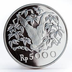 Indonesia 5000 Rupiah Orangutan Animal proof silver coin 1974