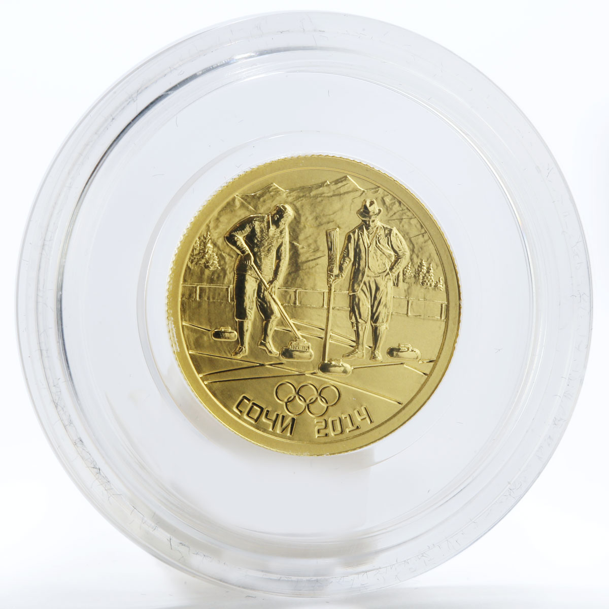 Russia 50 rubles Sochi Olympiad Sport Curling gold coin 2014