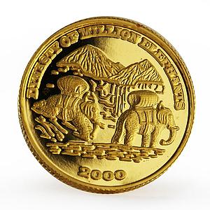 Laos 2000 kip Dynasty of Million Elephants proof gold coin 2000