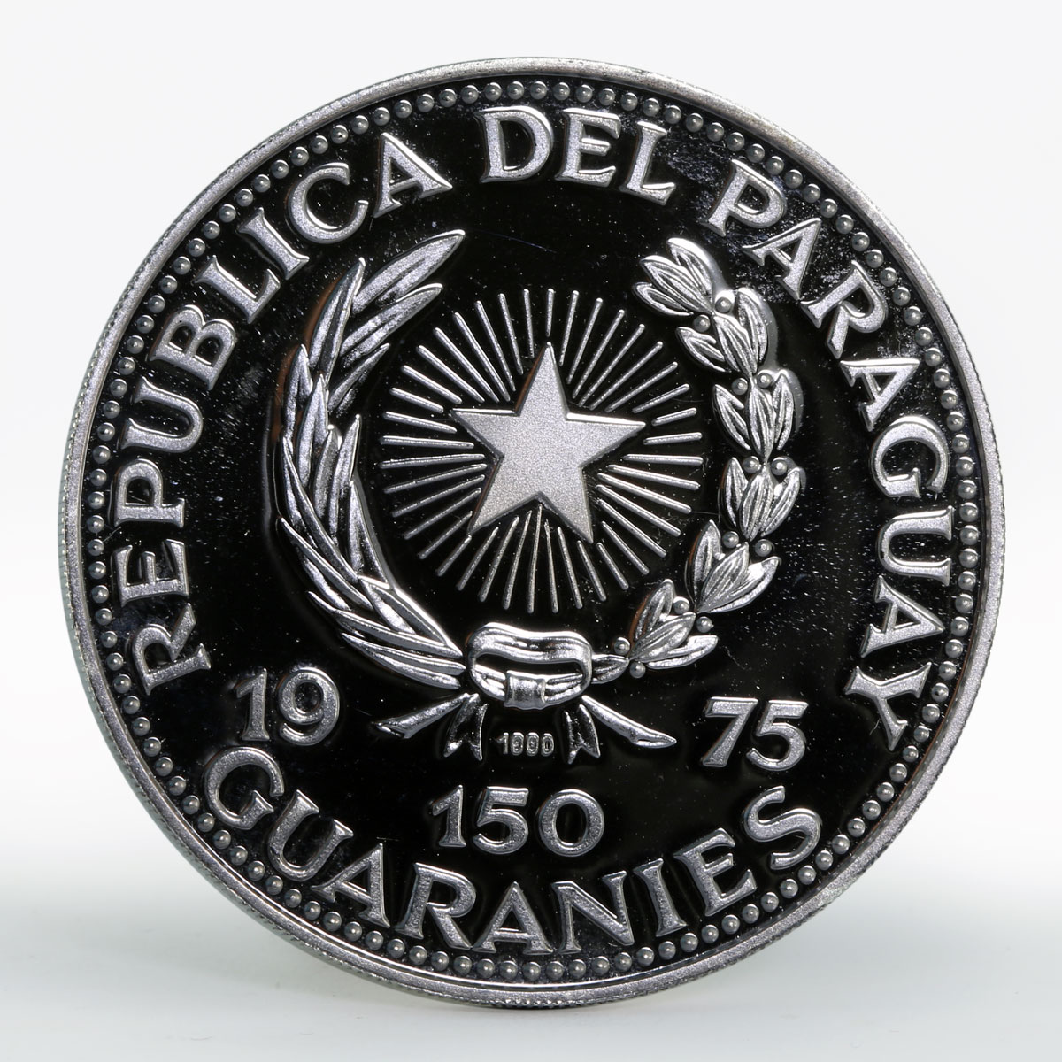 Paraguay 150 guaranies Apollo 11 Eagle landing Moon proof silver coin 1975