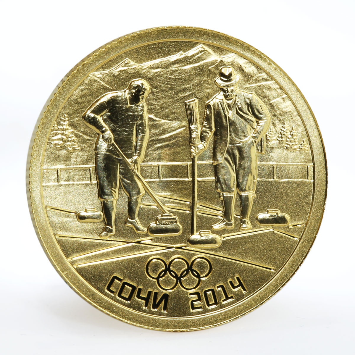 Russia 50 rubles Sochi Olympiad Sport Curling gold coin 2014