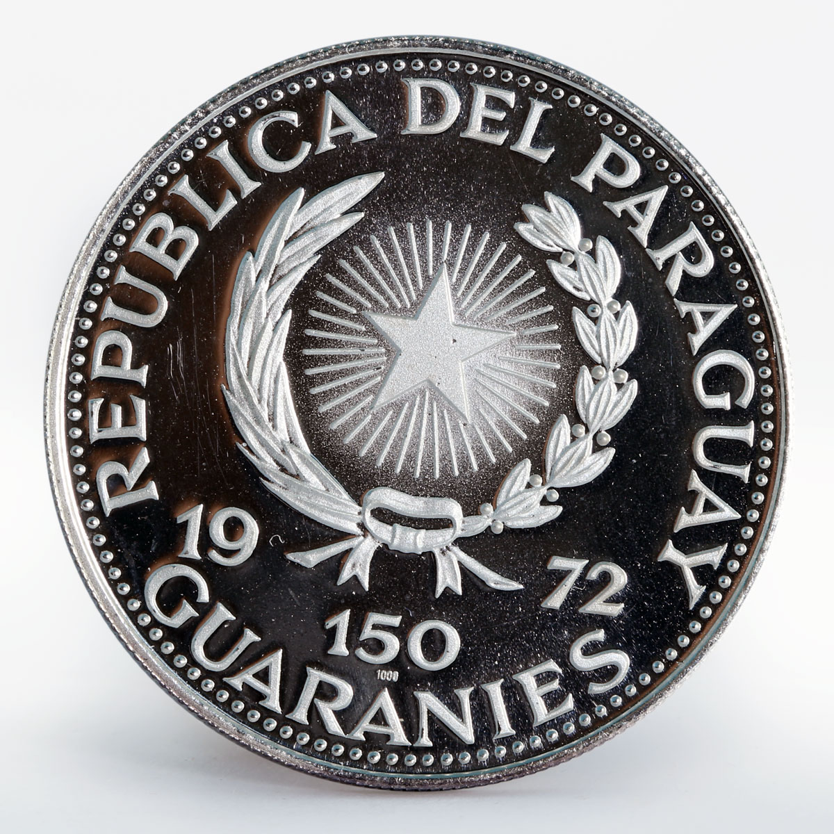 Paraguay 150 guaranies General Alfredo Stroessner silver coin 1972