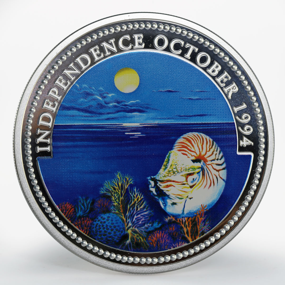 Palau 20 dollars Independence October colored proof silver coin 1994