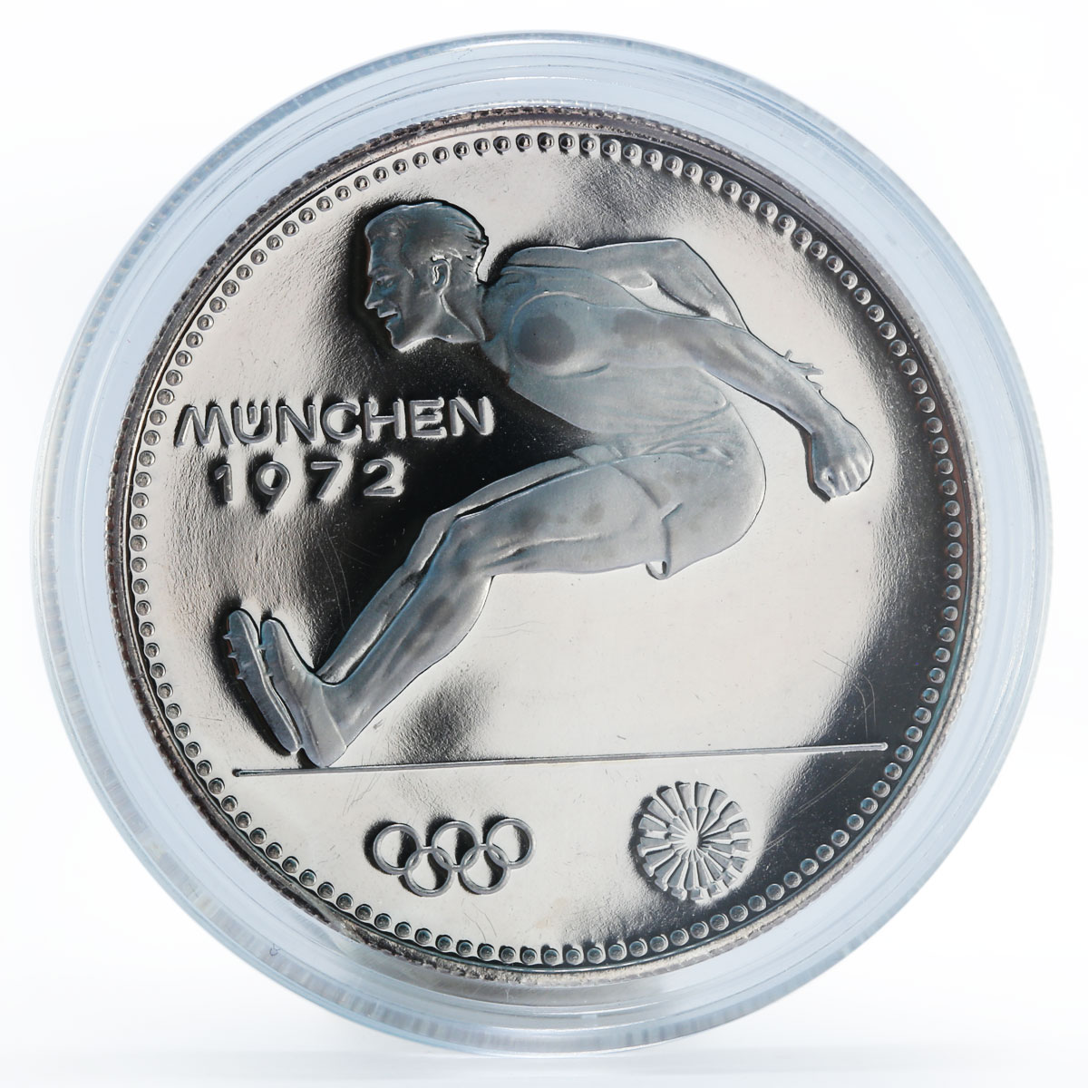 Paraguay 150 guaranies Munich Olympics Broad Jumper proof silver coin 1972
