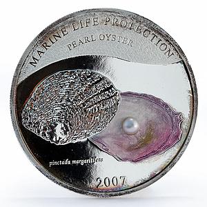 Palau 5 dollars Marine Life Protection series Pearl colored silver coin 2007