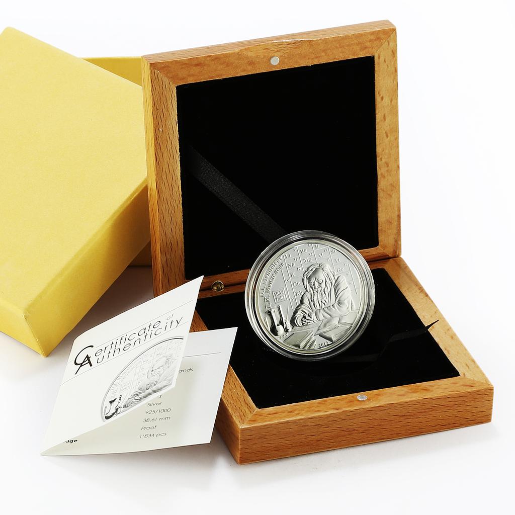 Cook Island 5 dollars Scientist Dmitri Mendeleev proof silver coin 2012