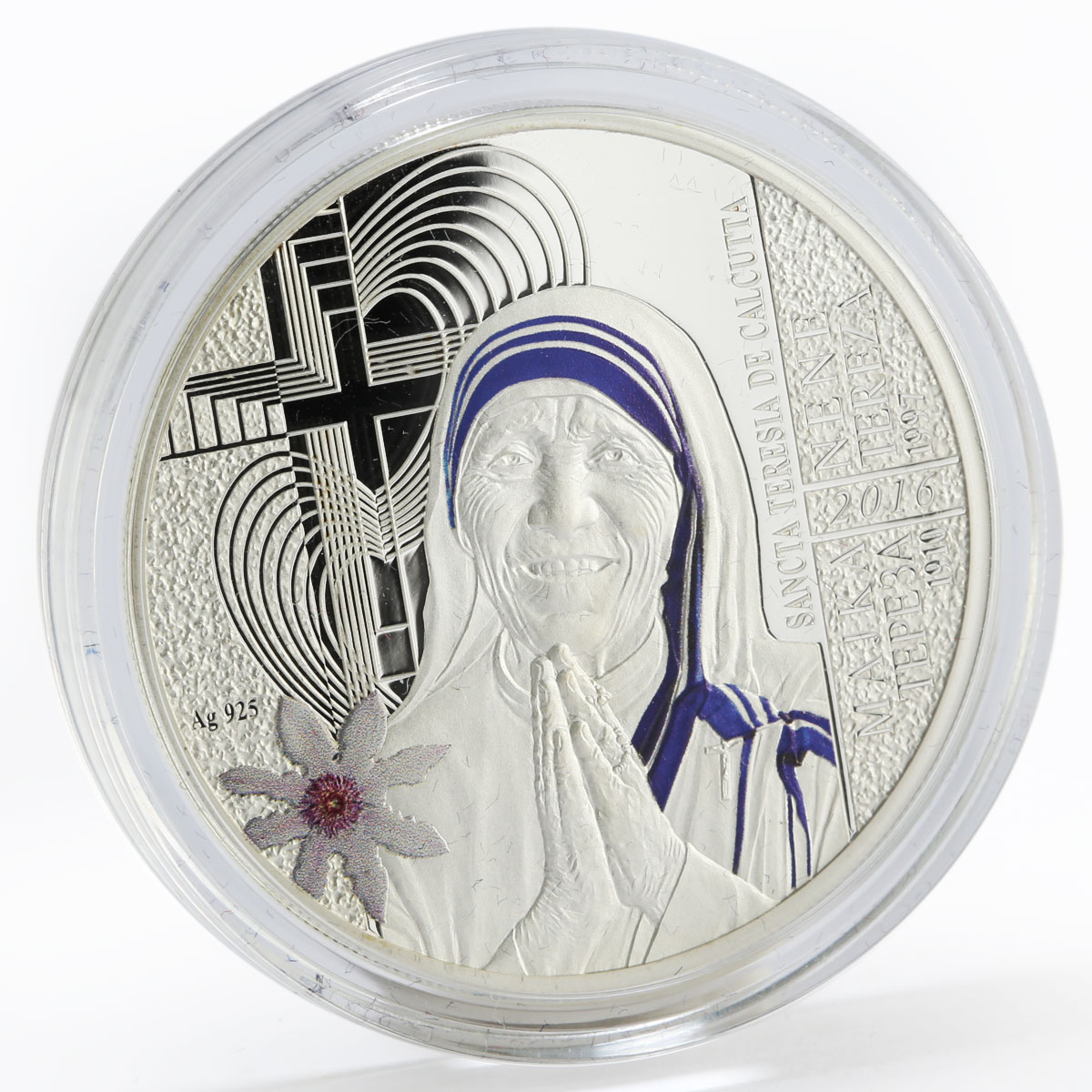 Macedonia 100 denars Sancta Teresia de Calcutta colored proof silver coin 2016