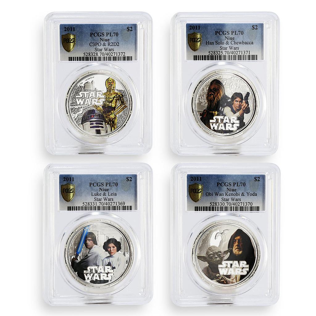 Niue set of 4 coins Star Wars Darth Vader PL-70 PCGS silver coin 2011