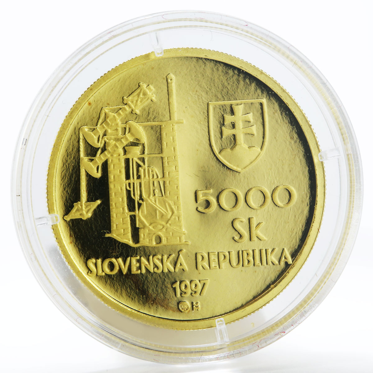 Slovenia 5000 Sk Banská Štiavnica UNESCO World Heritage Architecture gold 1997