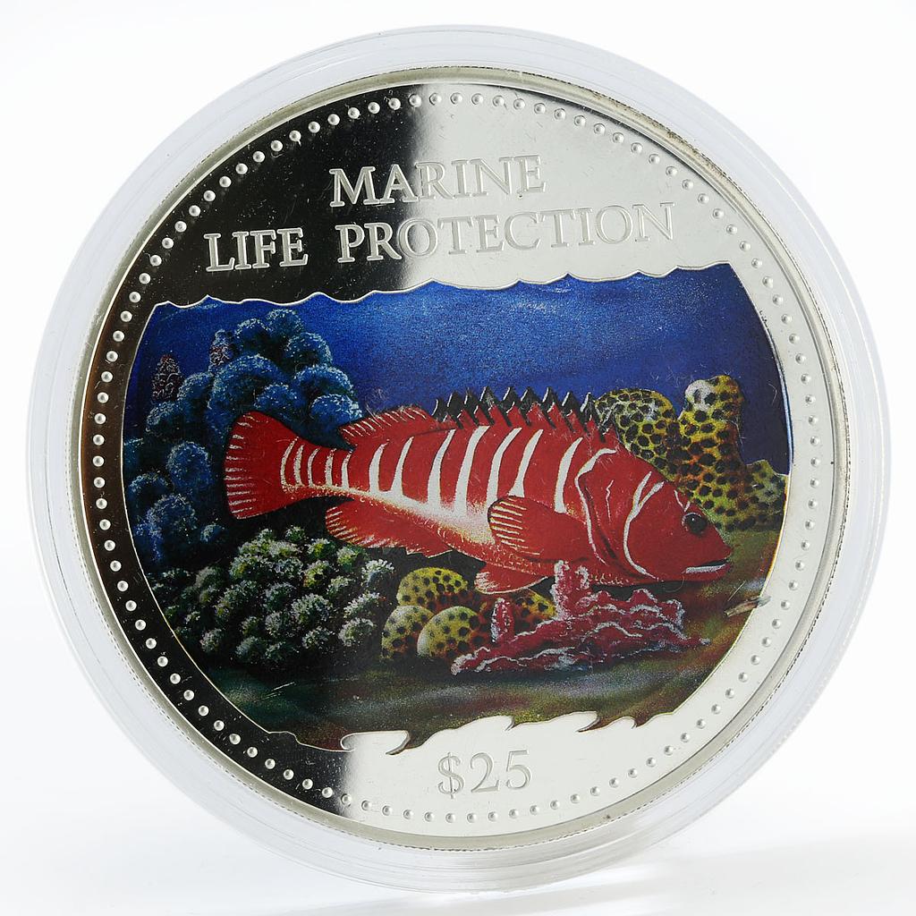 Cook Islands 25 dollars Marine Life Multicolor Fish colored proof silver 2000