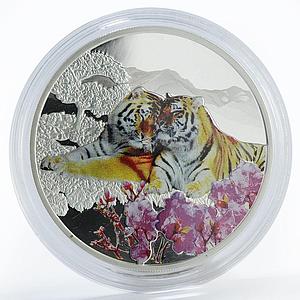 Laos 50000 kip Amur Tiger colored proof silver coin 2017