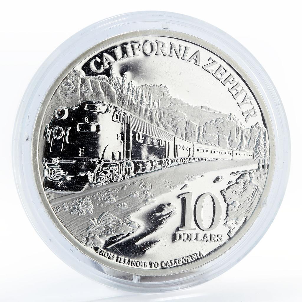 Cook Islands 10 dollars Railways California Zephyr proof silver coin 2010