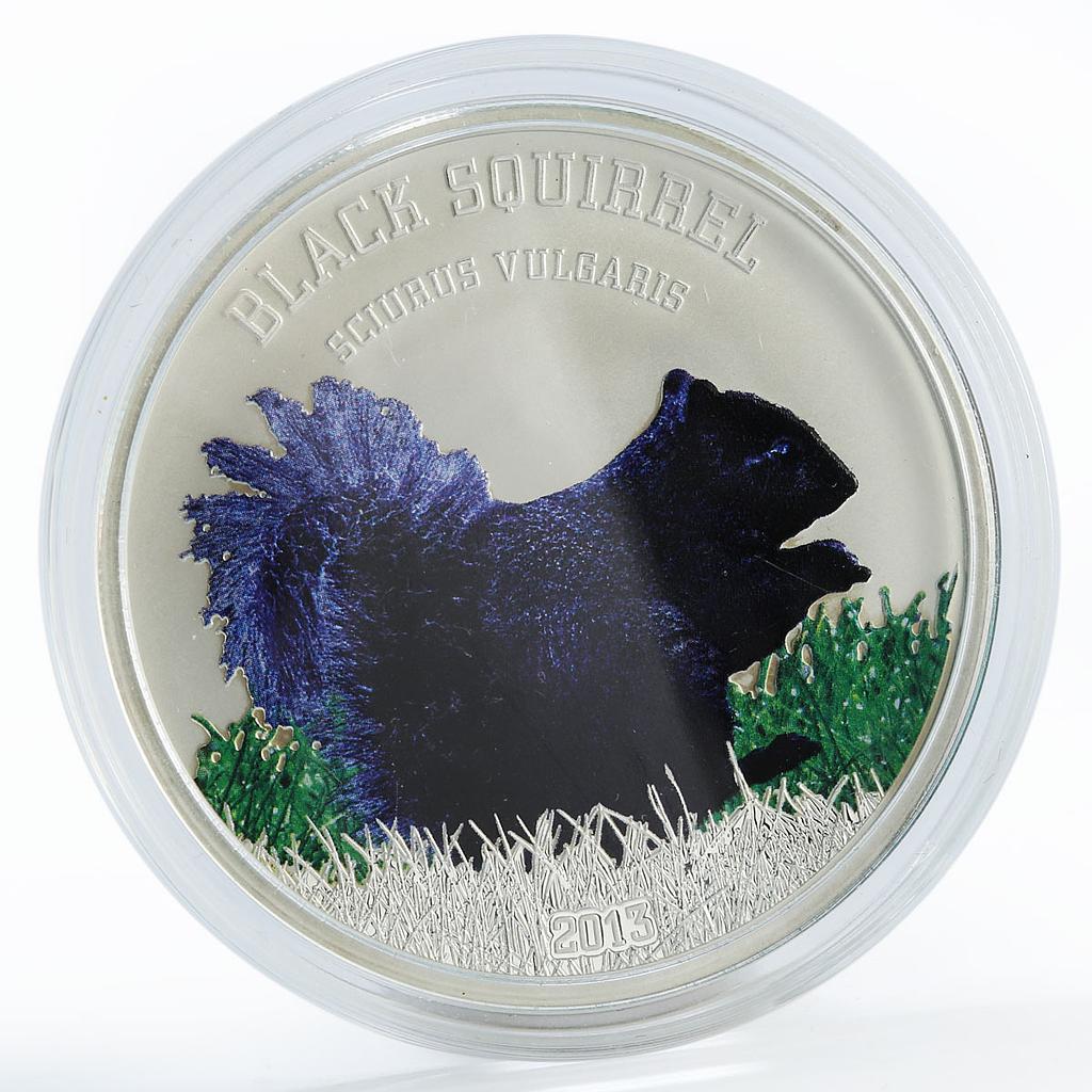 Cook Island 5 dollars Black Squirrel colored proof silver coin 2013