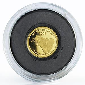 Laos 500 kip Year of the Rat proof gold coin 2008