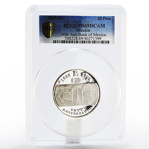 Mexico 20 pesos 80th Anniversary of Bank of Mexico PR-69 PCGS silver coin 2005