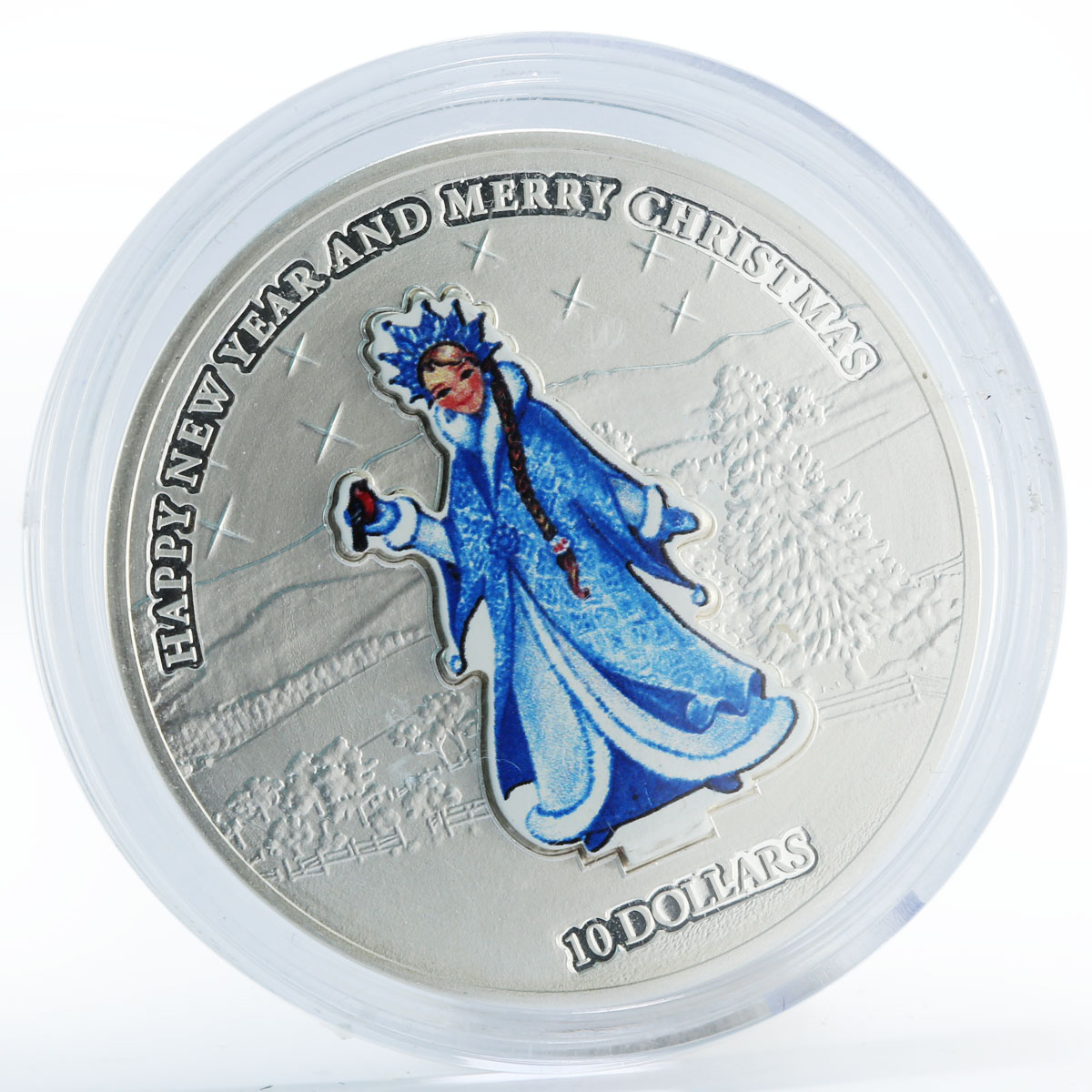 Nauru 10 dollars Snow Maiden New Year Christmas silver coin 2008