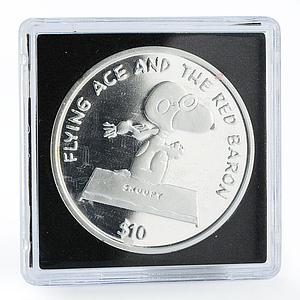 Niue 10 dollars Snoopy as an Ace flying proof silver coin 2001