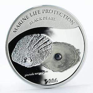 Palau 5 dollars Marine Life Black Pearl colored proof silver coin 2006