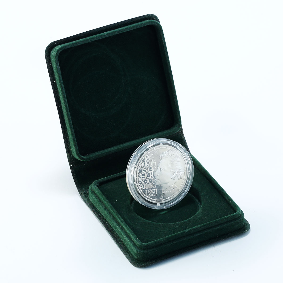 Austria 500 schilling Herbert von Karajan proof silver coin 1991