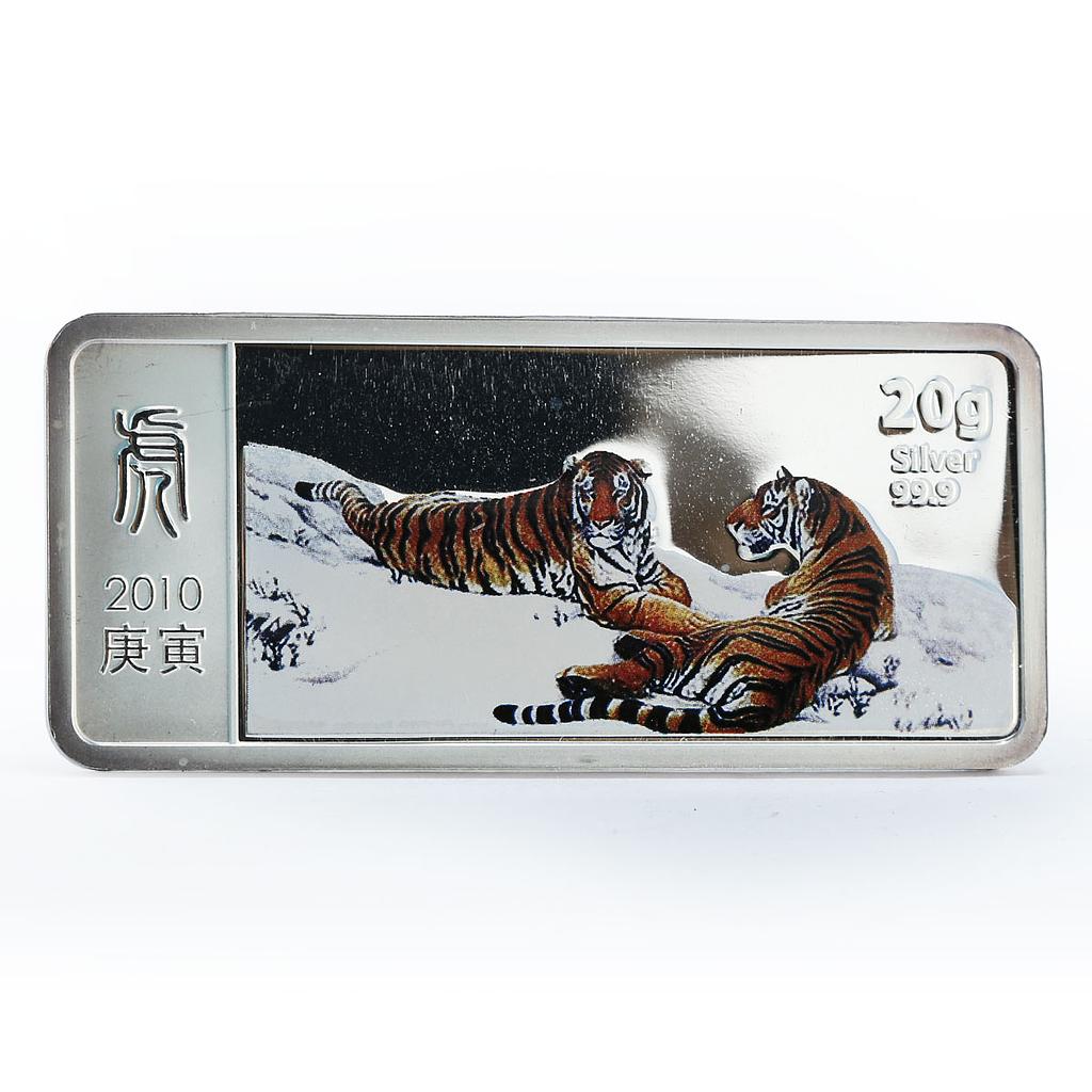 Liberia 5 dollars Lunar Calendar series Year of the Tiger silver coin 2010