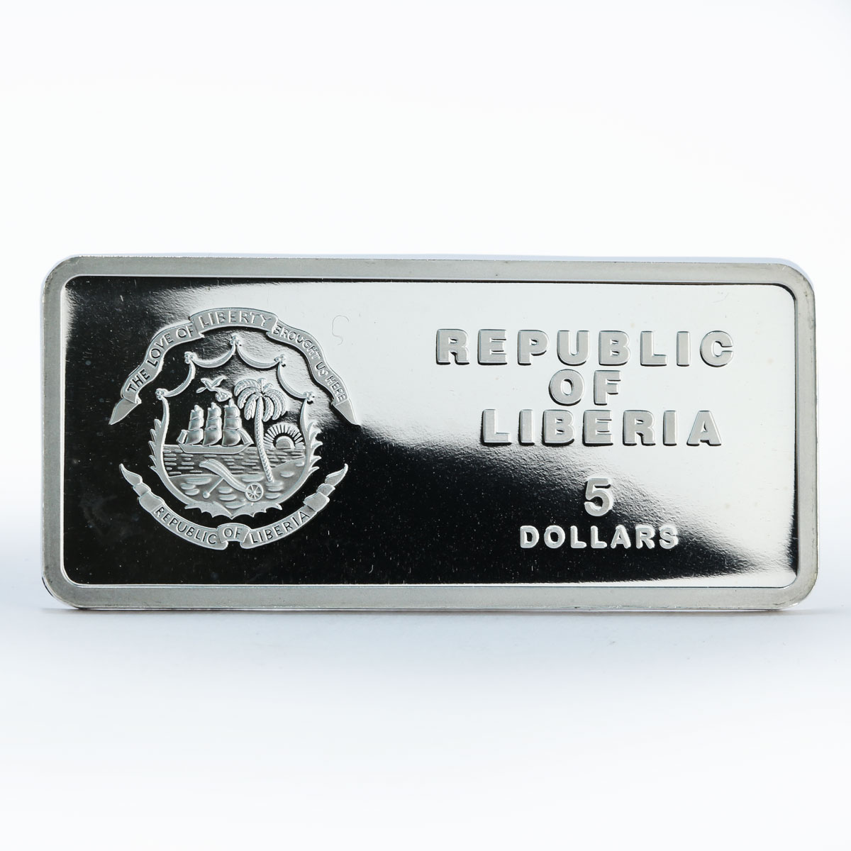 Liberia 5 dollars Year of the Tiger Lunar Rectangular colored silver coin 2010