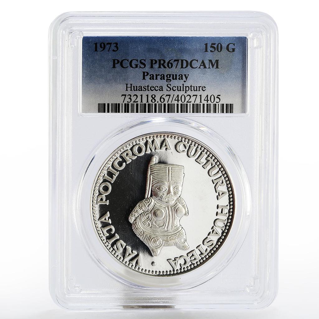 Paraguay 150 guaranies Huasteca Culture sculpture PR-67 PCGS silver coin 1973