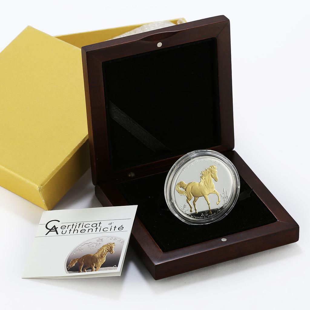 Togo 1000 francs Year of the Horse gilded proof silver coin 2014