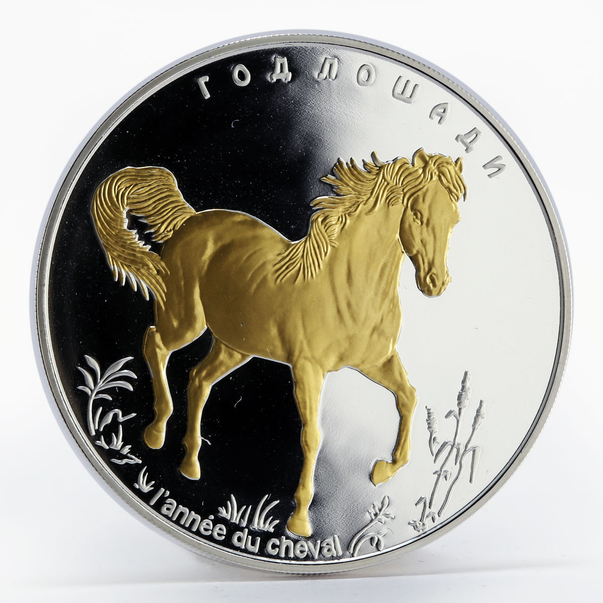 Togo 1000 francs Year of the Horse gilded proof silver coin 2014