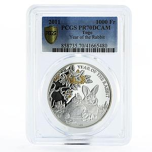 Togo 1000 francs Year of the Chinese Rabbit PR70 PCGS silver coin 2011