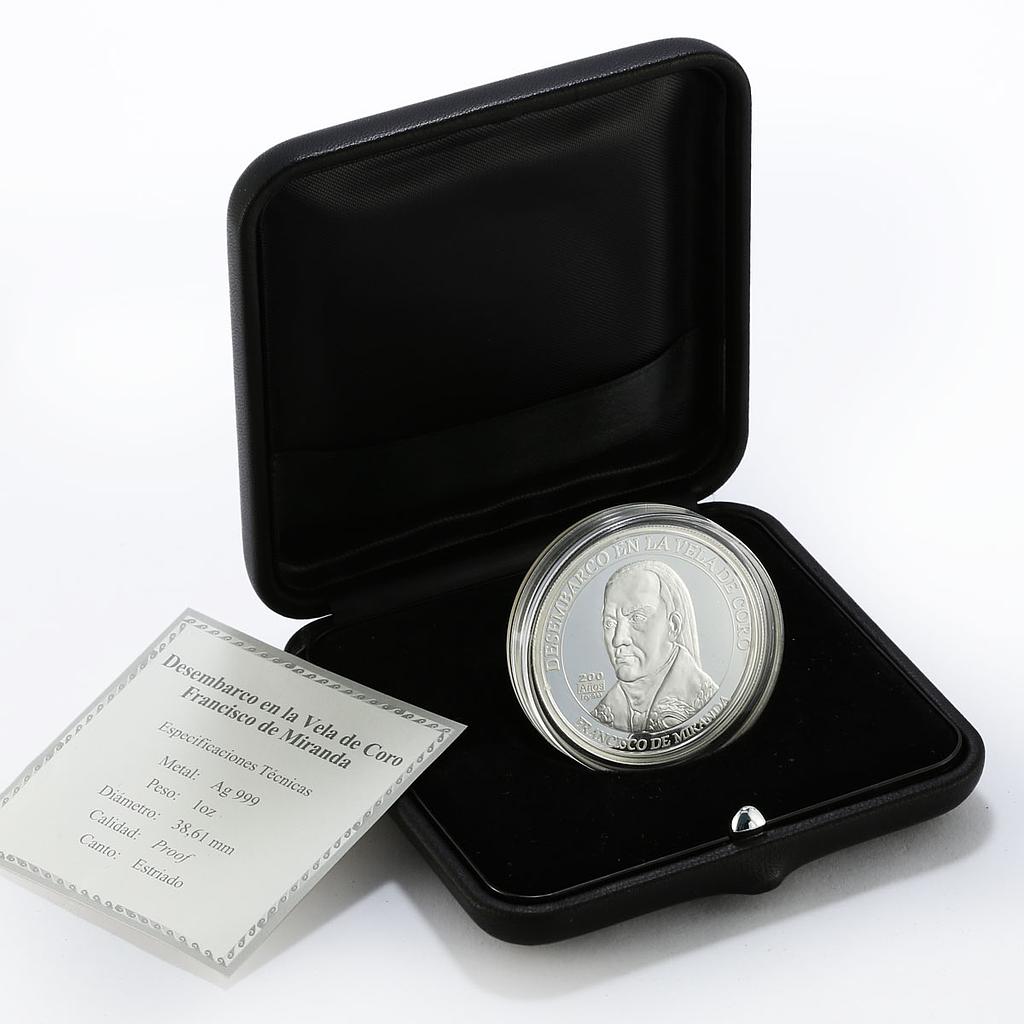 Venezuela 200 bolivares Disembark of Francisco de Miranda proof silver coin 2010
