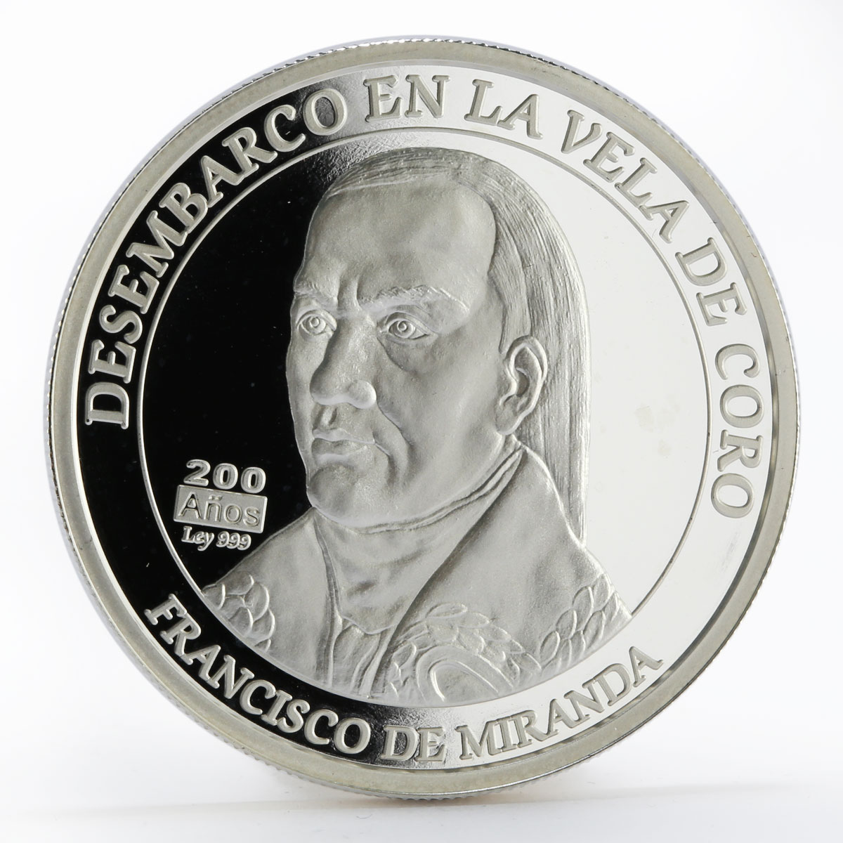 Venezuela 200 bolivares Disembark of Francisco de Miranda proof silver coin 2010