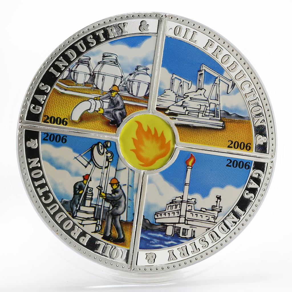 Cook Islands set 4 coin Gas Industry Oil Production colored silver 2006