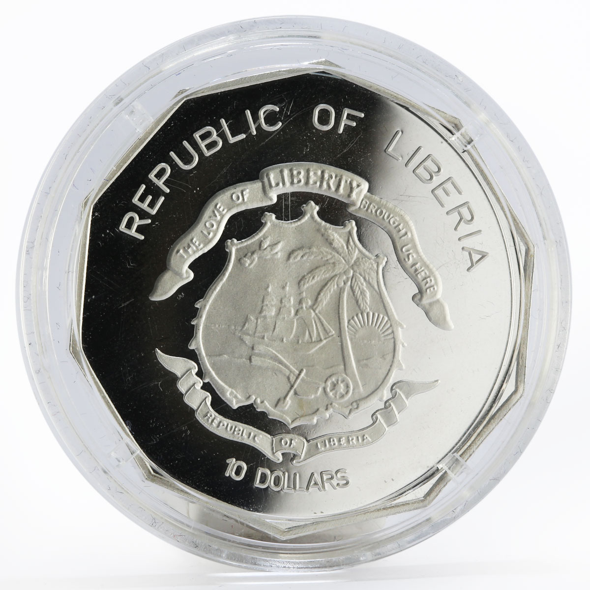 Liberia 10 dollars Female or Male Illusion silver coin 2001