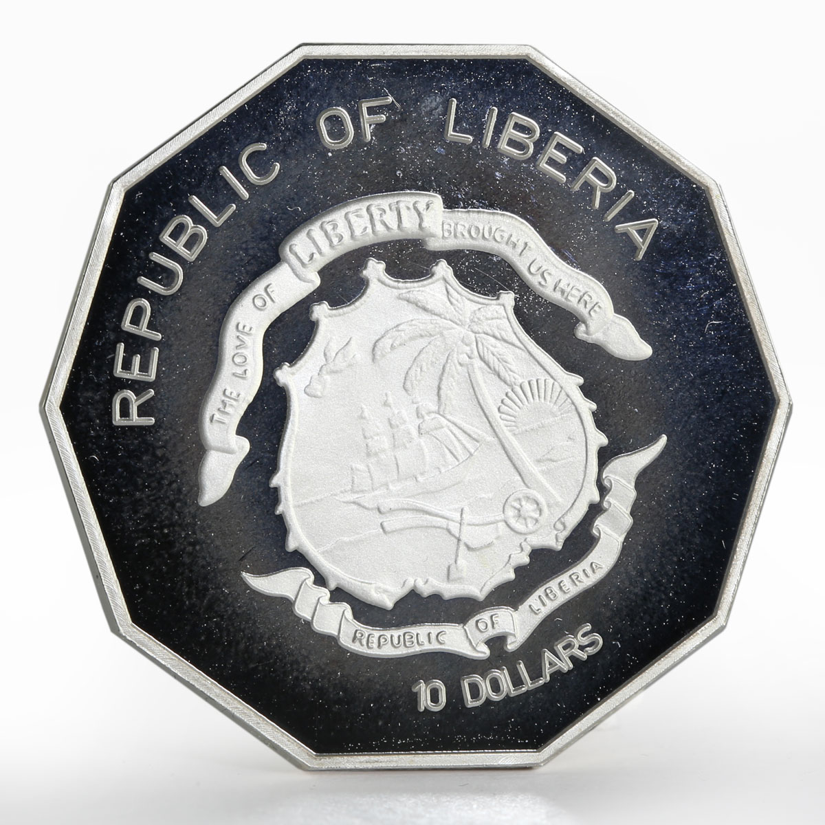 Liberia 10 dollars Female or Male Illusion silver coin 2001