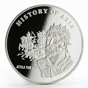 Mongolia 1000 togrog History of Asia Attila the Hun proof silver coin 2003