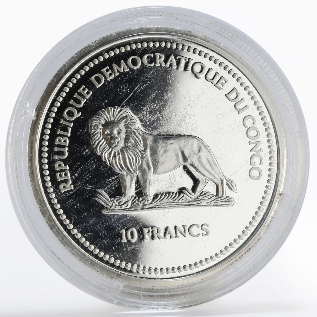 Congo 10 francs Giant Pangolin animal proof silver coin 2003