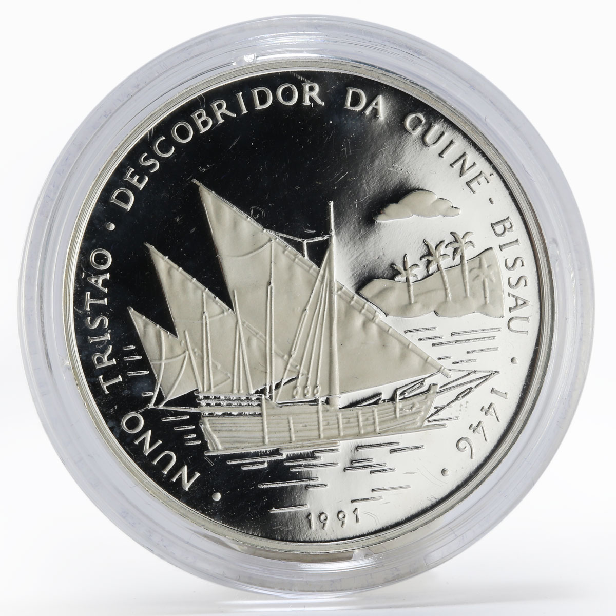 Guinea-Bissau 10000 pesos 545th Anniversary Nuno Tristau silver proof coin 1991